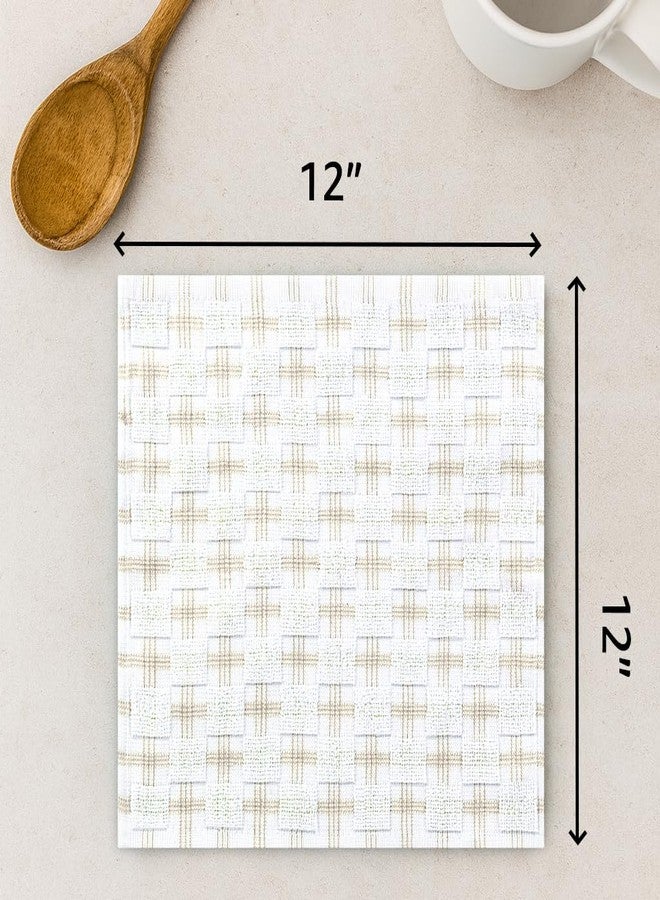 ديكور راك مجموعة من 6 مناشف غسيل من خيوط القطن 100% من ديكورراك، مقاس 12 × 12 بوصة، مناشف وجه قطنية ناعمة، مجموعة مناشف غسيل ماصة ومتينة للحمام والمنتجع الصحي والنادي الرياضي والسفر، لون رملي (عبوة من 6 قطع) - Image 2