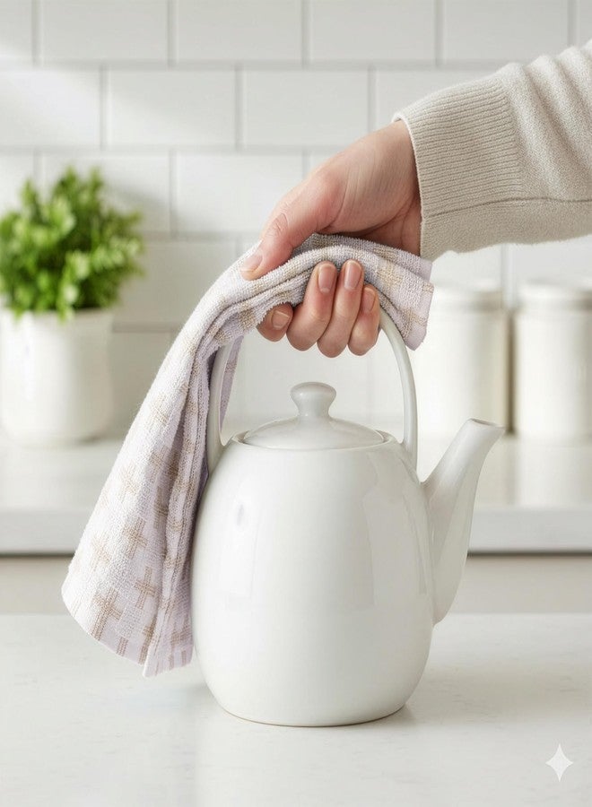 ديكور راك مجموعة من 6 مناشف غسيل من خيوط القطن 100% من ديكورراك، مقاس 12 × 12 بوصة، مناشف وجه قطنية ناعمة، مجموعة مناشف غسيل ماصة ومتينة للحمام والمنتجع الصحي والنادي الرياضي والسفر، لون رملي (عبوة من 6 قطع) - Image 5