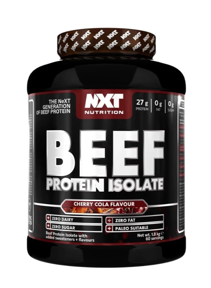 NXT Nutrition NXT hydrolyzed Beef Protein Isolate Low Fat, Low Carb, Zero Sugar supports lean muscle growth, strength and recovery fast absorption keto and paleo friendly Cherry Cola Flavor 1.8kg - Image 1