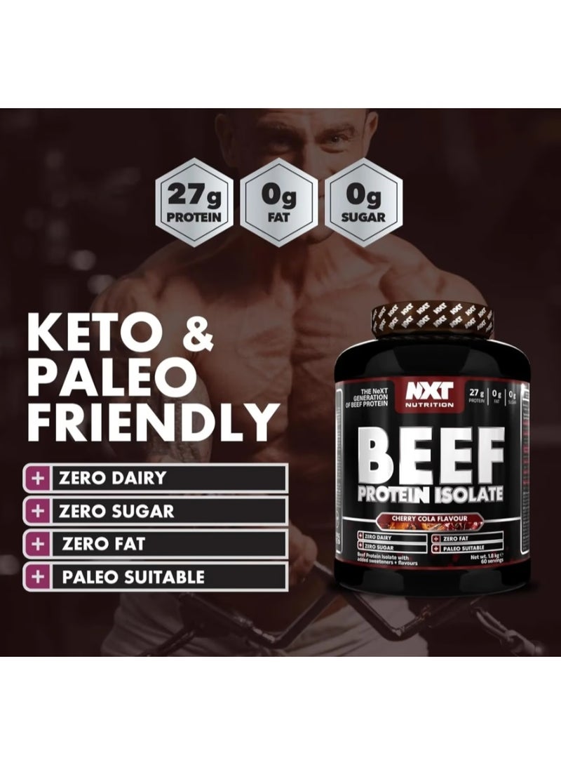 NXT Nutrition NXT hydrolyzed Beef Protein Isolate Low Fat, Low Carb, Zero Sugar supports lean muscle growth, strength and recovery fast absorption keto and paleo friendly Cherry Cola Flavor 1.8kg - Image 3