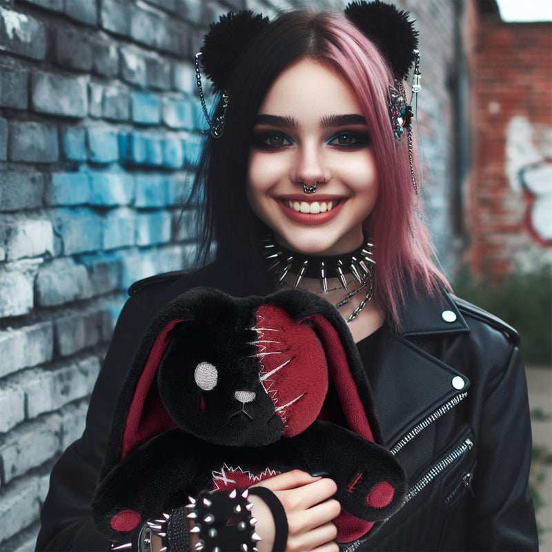 PHITECUS Scary Goth Bunny Plush-Creepy Emo Rabbit Stuffed Animal-Horror Plushie Animal - Image 5