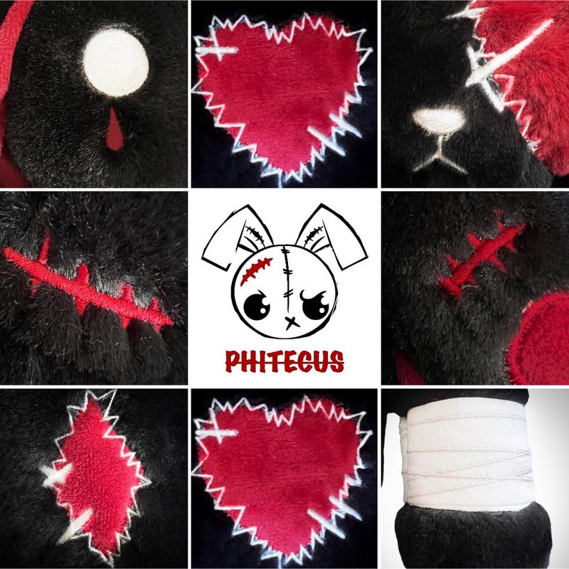 PHITECUS Scary Goth Bunny Plush-Creepy Emo Rabbit Stuffed Animal-Horror Plushie Animal - Image 4