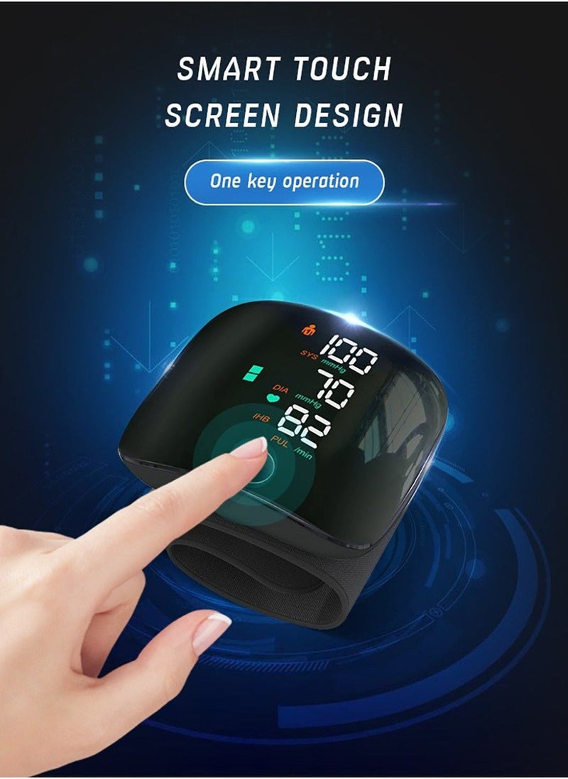 Rechargeable Wrist Blood Pressure Monitor with LCD Display Automatic Accurate Voice Broadcast 2x99 Readings Memory Adjustable Cuff Digital BP Machine Irregular Heartbeat Detector