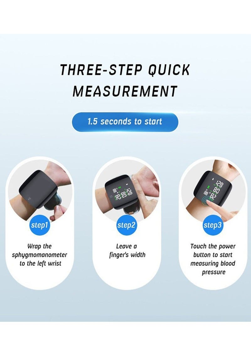 Rechargeable Wrist Blood Pressure Monitor with LCD Display Automatic Accurate Voice Broadcast 2x99 Readings Memory Adjustable Cuff Digital BP Machine Irregular Heartbeat Detector