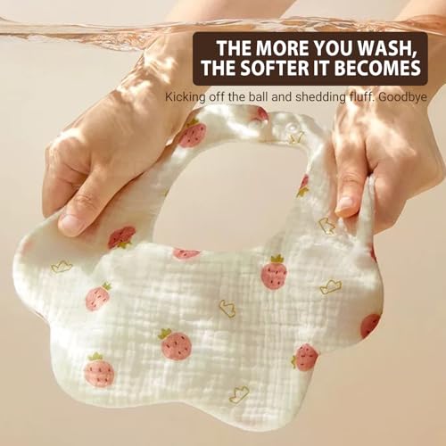 Oligitdi Baby Bibs Muslin Washcloths Bibs Set 100% Cotton Towels Cartoon Print Feeding Bibs for Infants, Soft, Gentle, Washable & Reusable, Comfortable for Newborns & Toddlers set of 3 - Image 5
