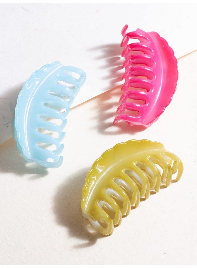 ACCESSHER Multicolour Acrylic Material Jumbo Size Casual Wear Butterfly Clips, Claw Clips, Hair Clutchers With Tight Grip Pack Of 3 For Women And Girls - Image 4