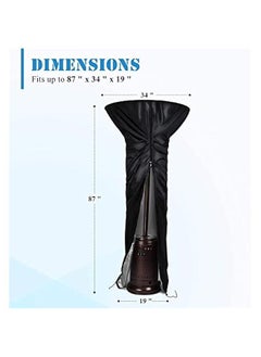 Generic Patio Heater Covers,Round Patio Heater Cover Outdoor Stand Up Heater Cover Waterproof With Zipper,87 x 34 x 19 Inch,Black  - Image 3