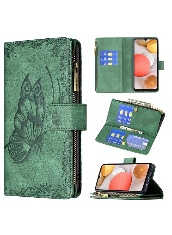 S-TOP Case For Samsung Galaxy A42 Flying Butterfly Embossing Pattern Zipper Horizontal Flip Leather Case with Holder & Card Slots & Wallet - Image 1