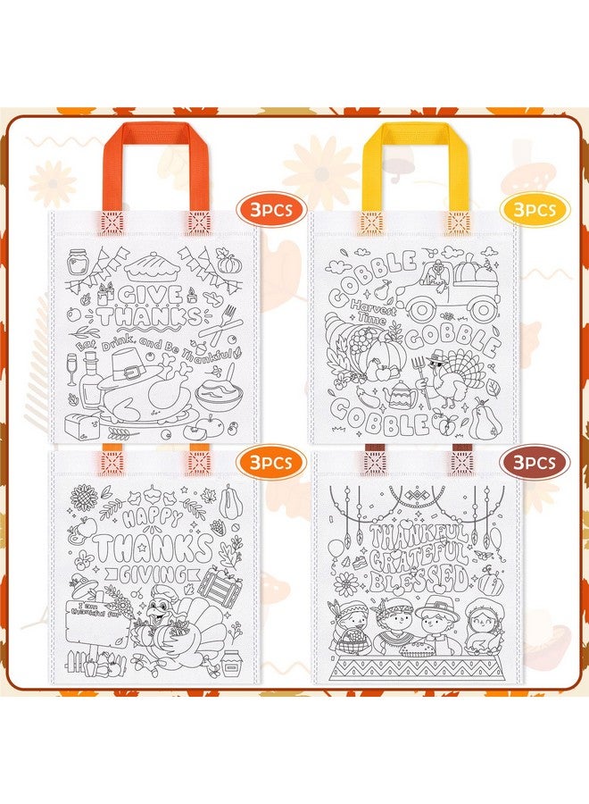 هواف أكياس هدايا تلوين عيد الشكر من HOWAF، 12 قطعة مع أقلام تلوين للأطفال، أكياس حلوى تلوين عيد الشكر، أكياس هدايا تلوين عيد الشكر، أكياس قماش قابلة لإعادة الاستخدام، هدايا حفلات التلوين - Image 3