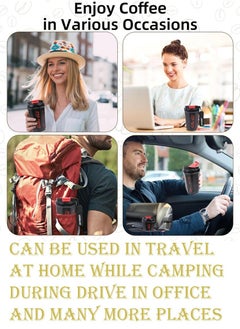 QUTOOB Trendy Coffee Mug For Office, Driving, Picnic, Home and Outdoor - 400ml Insulated Stainless Steel Travel Tumbler For Hot and Cold Drinks, Premium Quality Coffee Cup With Lid and Carrying Strap  - Image 5