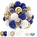 Patimate Navy Blue Gold Balloons Set 50 pcs 12 inch Metallic Gold Navy Blue White Confetti Latex Balloons Kit for Birthday Baby Shower Graduation Party Decorations - Image 3