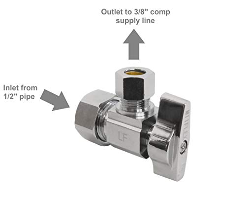 Miiflex Heavy Duty Chrome Plated Brass 1/4 Turn Angle Valve (1/2" NOM In x 3/8" COMP Out) - Image 2