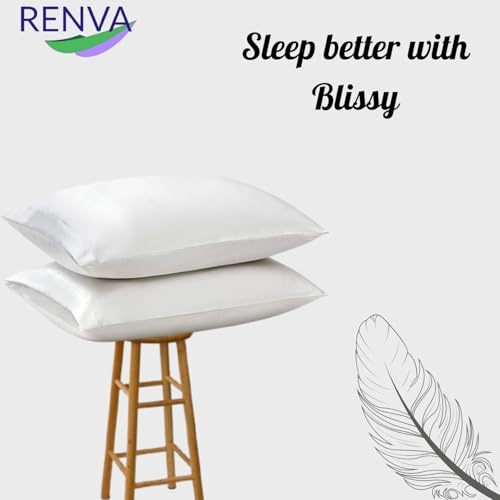 Renva Set of 2 Satin Silk Pillowcase for Hair and Skin Standard Size 18"X 28" with Soft Breathable Smooths Cooling Pillow Covers for Sleeping (2, White) - Image 4