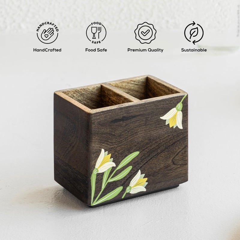 Aurum Crafts Handpainted Wooden Cutlery Stand - Image 2