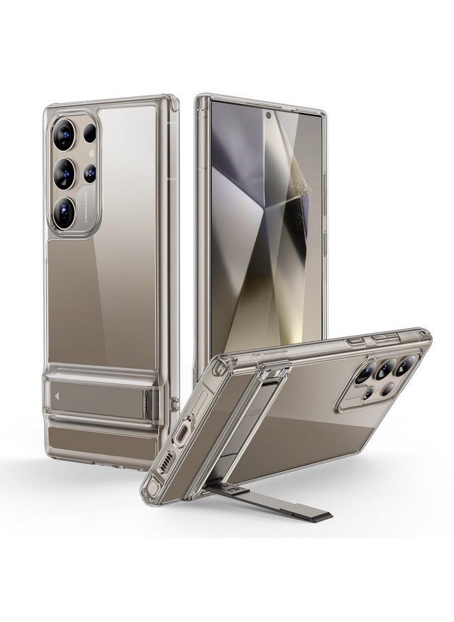 اي اس ار جراب ESR لهاتف Samsung Galaxy S24 Ultra، جراب S24 Ultra مزود بمسند مع 3 أوضاع للوقوف، حماية من السقوط بدرجة عسكرية، جراب هاتف نحيف مقاوم للصدمات مع مسند حاصل على براءة اختراع، TPU، سلسلة Boost، رمادي شفاف  - Image 1