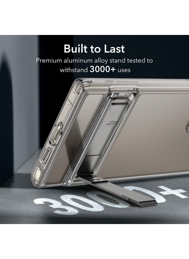 اي اس ار جراب ESR لهاتف Samsung Galaxy S24 Ultra، جراب S24 Ultra مزود بمسند مع 3 أوضاع للوقوف، حماية من السقوط بدرجة عسكرية، جراب هاتف نحيف مقاوم للصدمات مع مسند حاصل على براءة اختراع، TPU، سلسلة Boost، رمادي شفاف  - Image 3