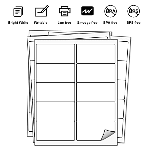 LabelMore 1000 2" x 4" Shipping Address Labels, Inkjet & Laser Compatible, Permanent Adhesive, 100 Sheets (10 Labels Each) - Image 3