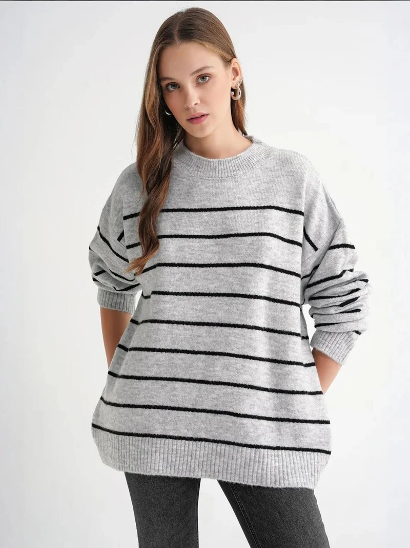 MixRay Mixray Striped Knit Pullover Sweater