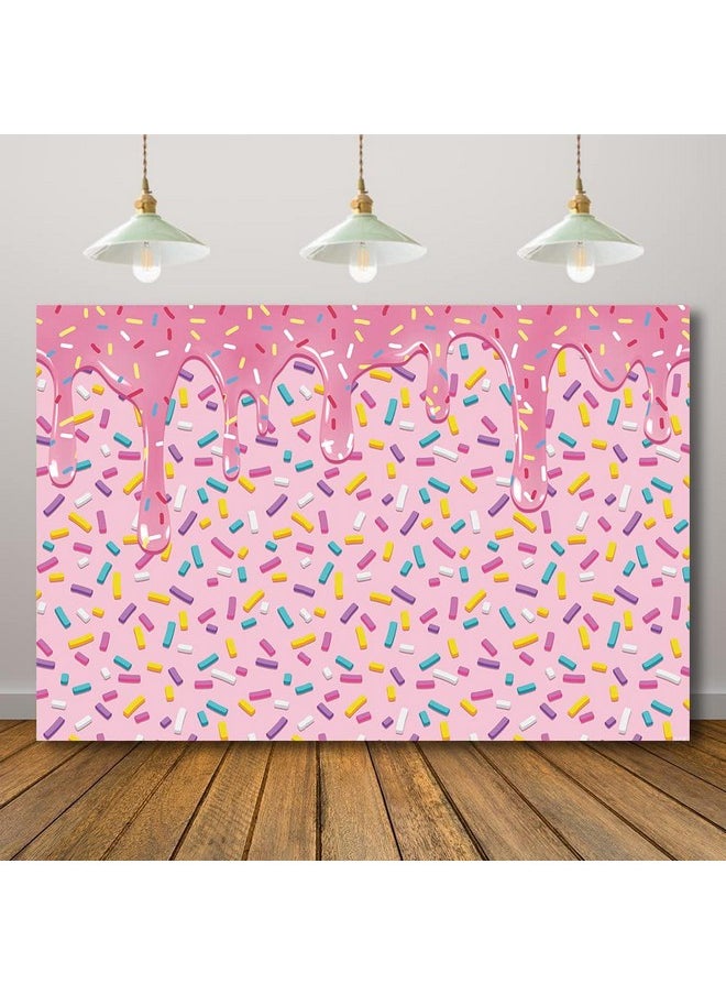 Rarcoirs Pink Confetti Donut Background For Photography Girls Birthday Party Sweet Backdrop Donut Grow Up Theme Banner Girl Baby Shower Newborn Sprinkle Cake Table Props 71X47Inch F224136  - Image 1