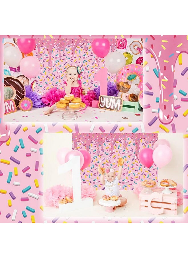 Rarcoirs Pink Confetti Donut Background For Photography Girls Birthday Party Sweet Backdrop Donut Grow Up Theme Banner Girl Baby Shower Newborn Sprinkle Cake Table Props 71X47Inch F224136  - Image 3