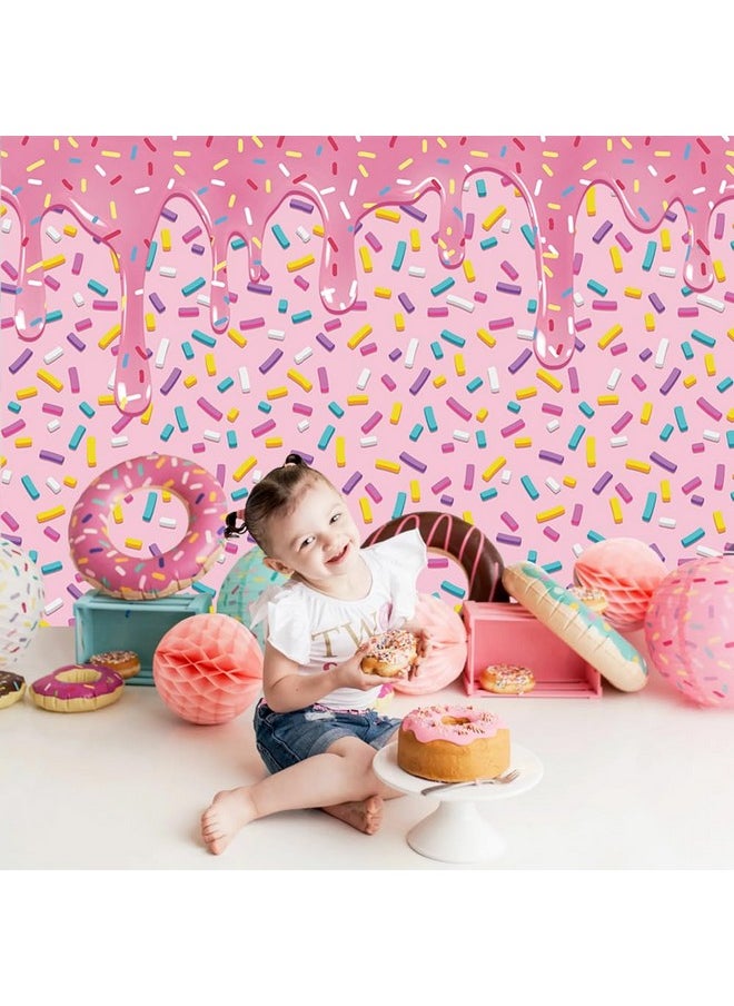 Rarcoirs Pink Confetti Donut Background For Photography Girls Birthday Party Sweet Backdrop Donut Grow Up Theme Banner Girl Baby Shower Newborn Sprinkle Cake Table Props 71X47Inch F224136  - Image 4