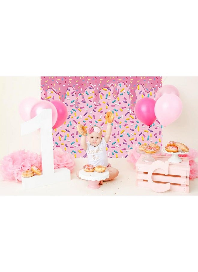 Rarcoirs Pink Confetti Donut Background For Photography Girls Birthday Party Sweet Backdrop Donut Grow Up Theme Banner Girl Baby Shower Newborn Sprinkle Cake Table Props 71X47Inch F224136  - Image 5