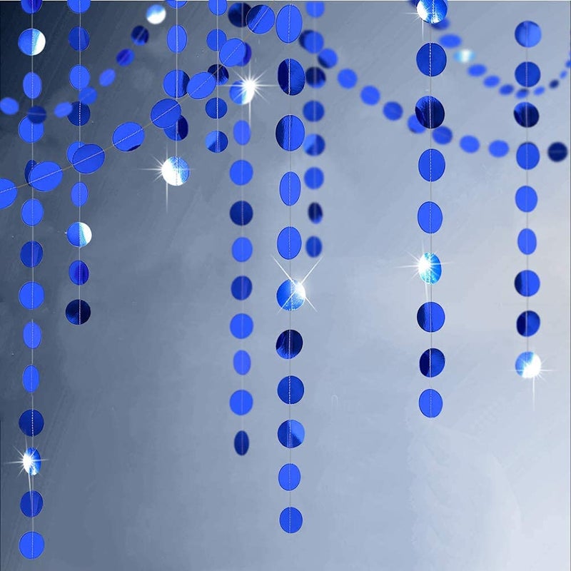 Decor365 Bling Royal Blue Circle Dots Garland Paper Hanging Polk Dot Streamer Party Decoration Bunting Banner Backdrop for BirthdayWeddingBaby ShowerGraduationBridal Shower Party Supplies