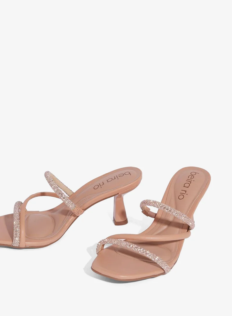 Beira Rio Nude Block Heel Sandals for Women – Stylish Ladies Heels Sandals for Everyday Wear for Women | Best Price UAE