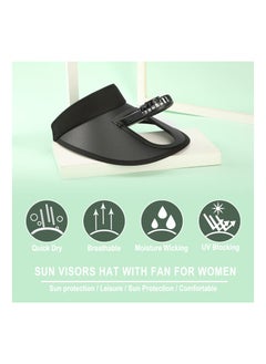 SYOSI Sun Visor Hats with Fan, WVisor with Built-in Fan 2 in 1 Fan Visor Hat Outdoor Cooling Hat Portable Fan Hat Adjustable Visor Fan Sun Protection Hat with 3 Temp Modes for Women Travel UPF 50+  - Image 3
