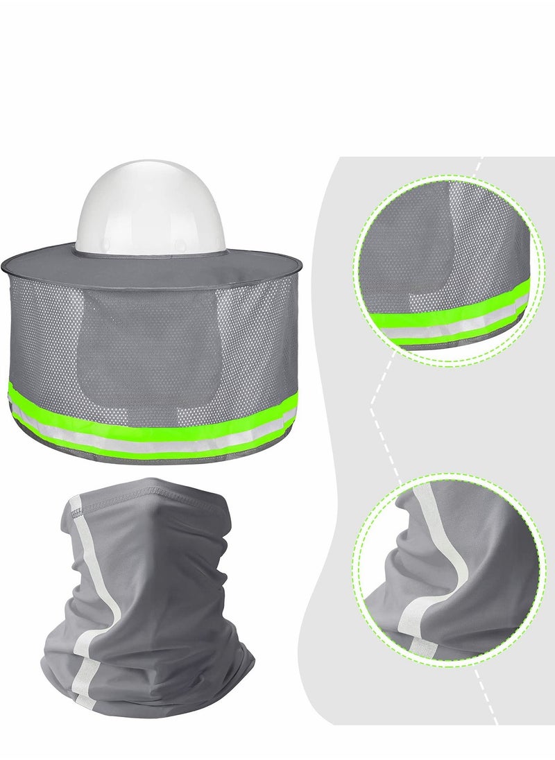 Excefore - Hard Hat Sun Shade Bandana Headband Face Scarf, UV Protection Arm Sleeves with Reflective Strap, set of 3, Not Included, Grey - Image 1