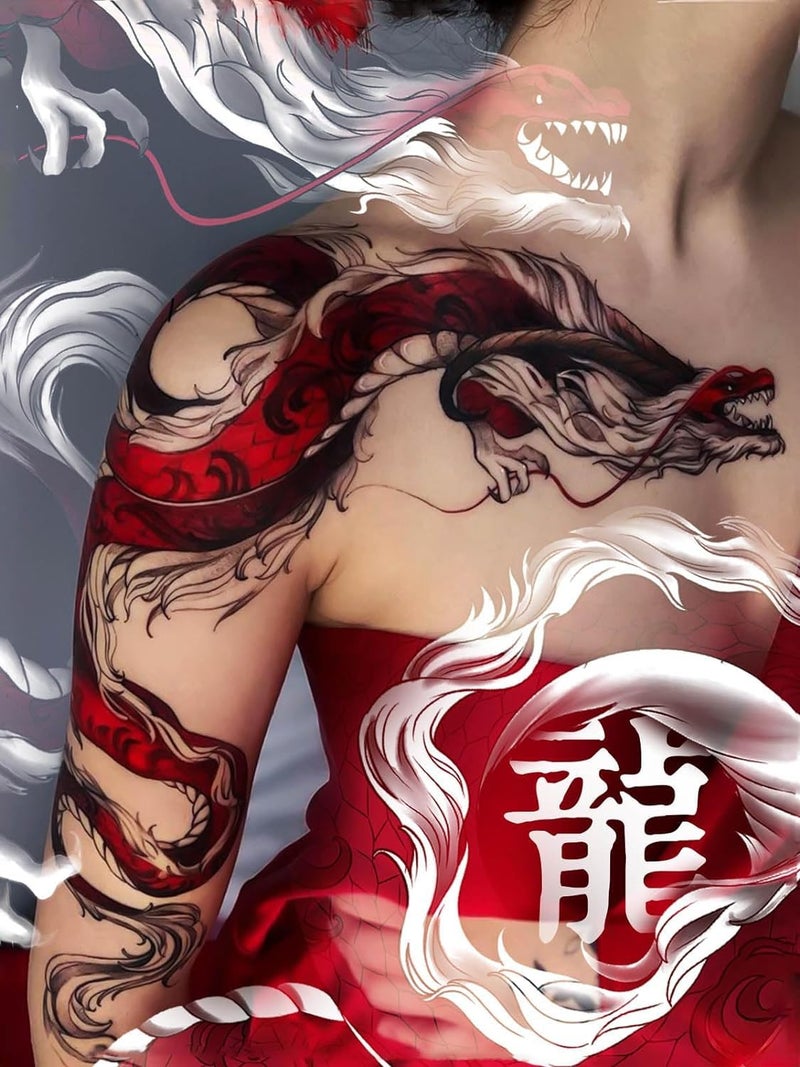 JIANG Large Temporary Tattoos Women Temporary Neck Tattoos Temporary Realistic Flower Chest Tattoo for Adults (Temporary Tattoos Sticker 27) - Image 4