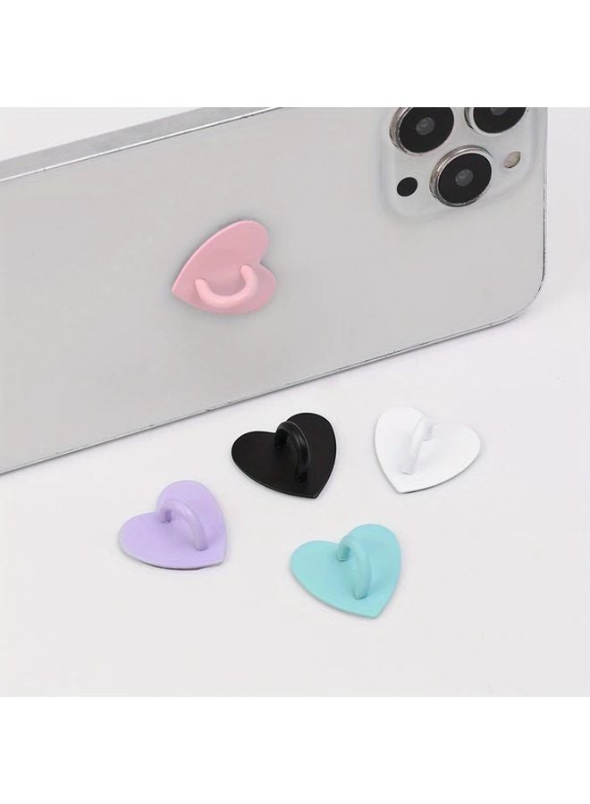 4Pcs Black Metal Heart Phone Ring Holder Stand Charm Accessories - Image 2