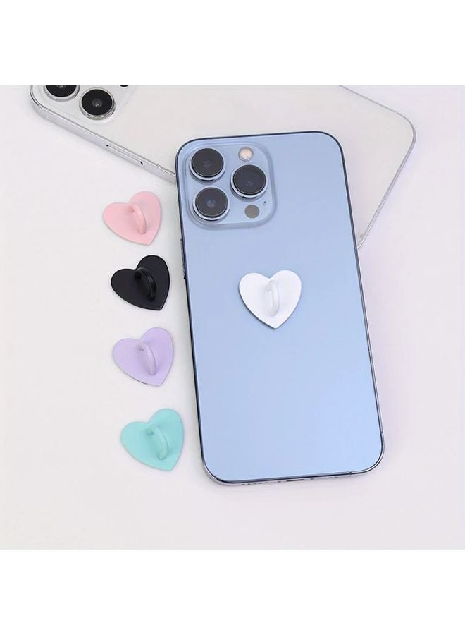 4Pcs Black Metal Heart Phone Ring Holder Stand Charm Accessories - Image 3