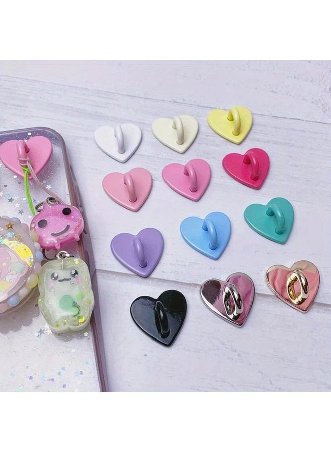 4Pcs Black Metal Heart Phone Ring Holder Stand Charm Accessories - Image 1