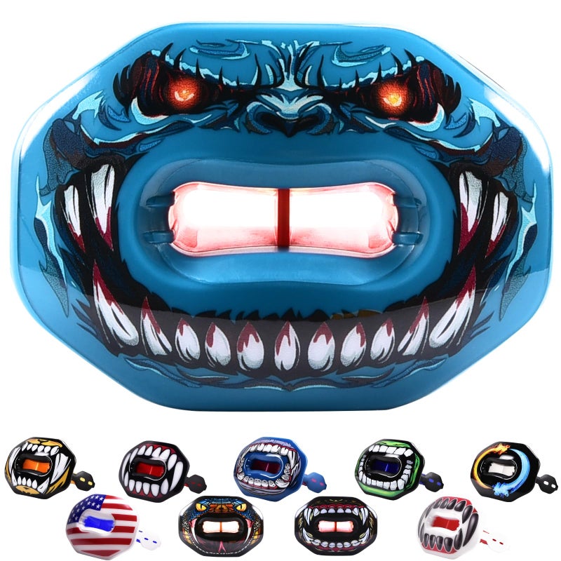 Oral Mart أورال مارت فلاج فوتبول فم واقي (2024 أوداشيوس إنفيدير) مع تصميم ليب فيت ثلاثي الأبعاد - فم واقي للتركيبات بدون غليان بتركيب فوري - واقي فم لكرة القدم (يشمل حزام خوذة قابل للفصل) - Image 1