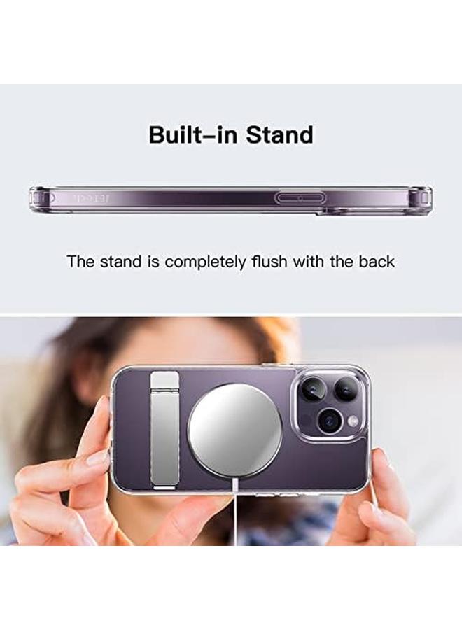 Jetech Kickstand Case For Iphone 14 Pro Max 6.7 Inch Support Wireless Charging Slim Shockproof Bumper Phone Cover 3 Way Metal Stand Clear - Image 3