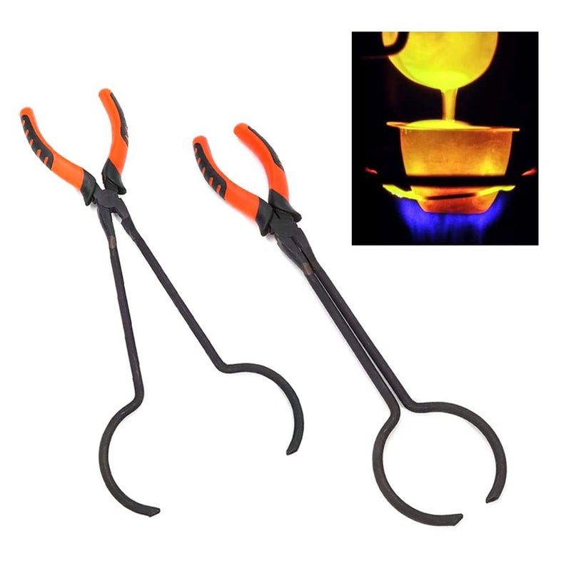 Salmue Crucible Tong Gold Melting Furnace Holder Clamp 13 Steel Crucible Tong Gold Melting Furnace Holder Clamp Crucible Tongs for Casting Precious Metals Jewelry Making Tool