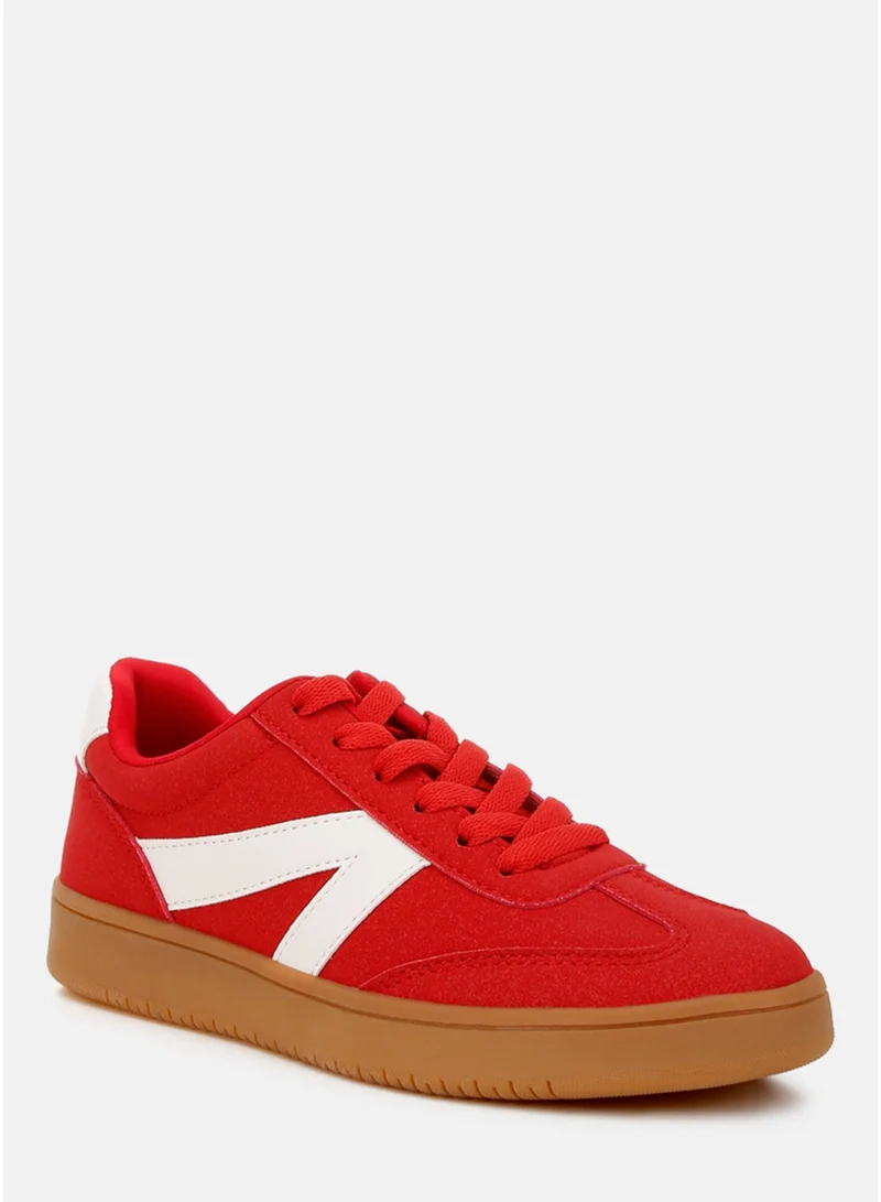 London Rag Contrasting Patchwork Chunky Sneakers in Red