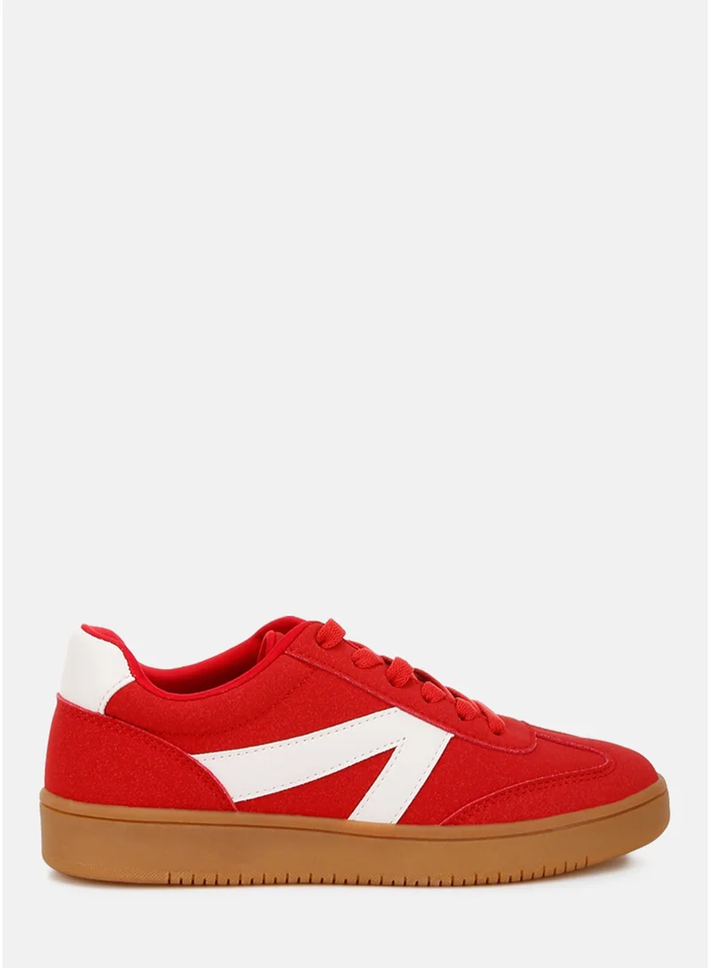 London Rag Contrasting Patchwork Chunky Sneakers in Red