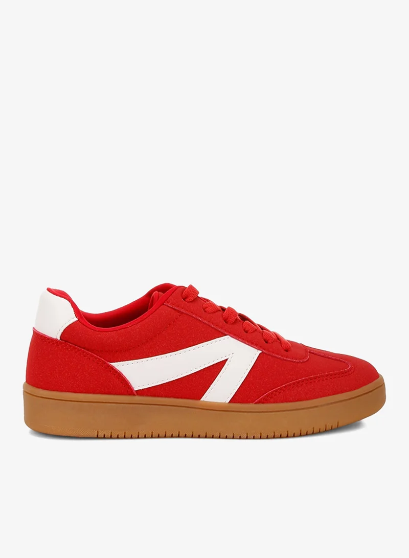 London Rag Contrasting Patchwork Chunky Sneakers in Red