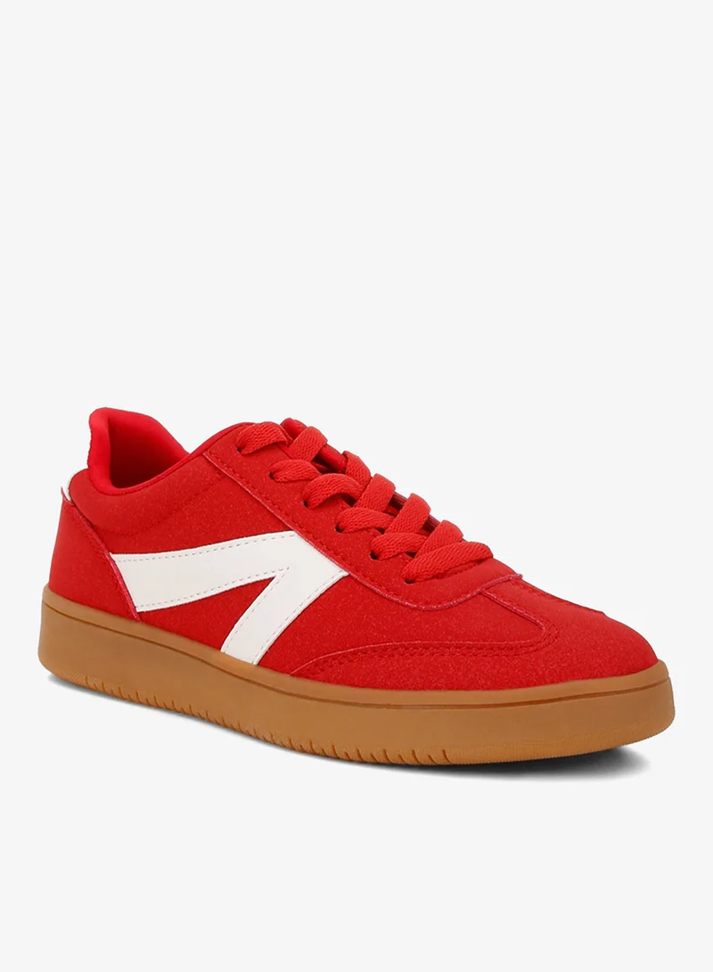 London Rag Contrasting Patchwork Chunky Sneakers in Red