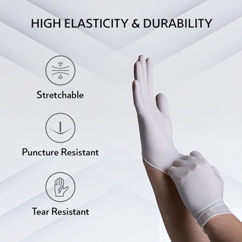 QUARANT Latex Disposable Examination Hand Gloves (Medium, White, Pack of 100) 5 grams, Powdered, Extra Grip & Non-Sterile for Multipurpose Use - Image 3