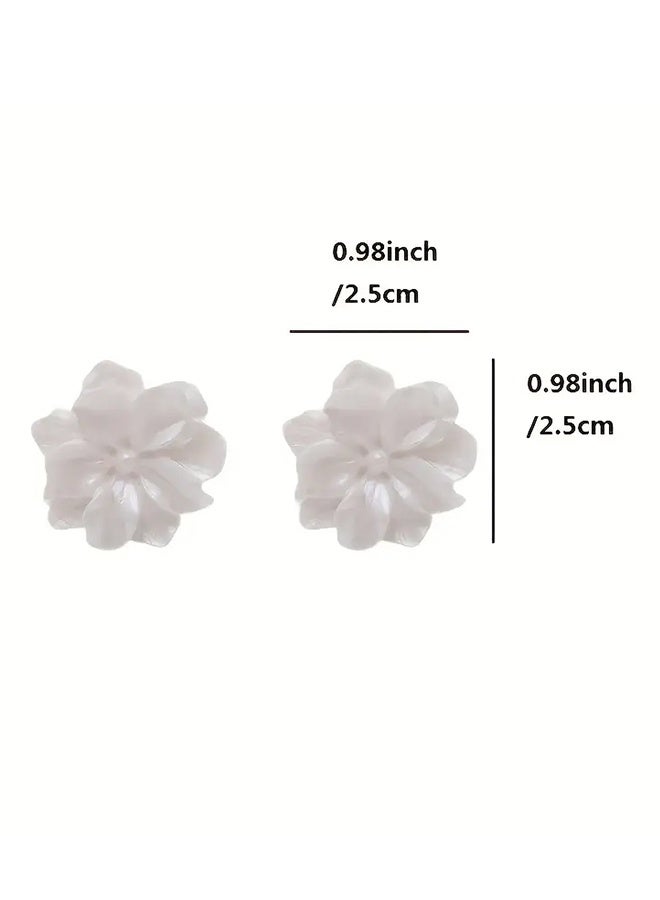 Ready For Chai Hot White Flower Stud Earrings Vintage Simple Style Ear Piercing Jewelry Versatile Ear Accessories - Image 5