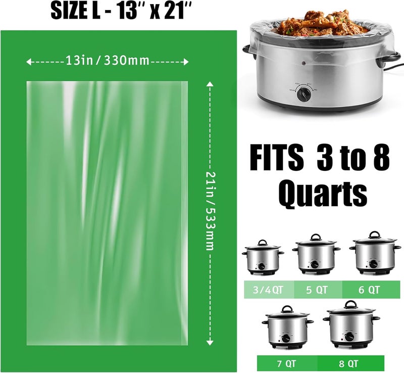 أكياس طهي بطيء من OLESBUR، 30 قطعة، مقاس 13 × 21 بوصة، تناسب 3-8 كوارت، أكياس قدر قابلة للاستخدام مرة واحدة متوافقة مع Crockpot، حجم بيضاوي كبير، أكياس طهي خالية من BPA، ملحقات مطبخ، طهي بسهولة - Image 2