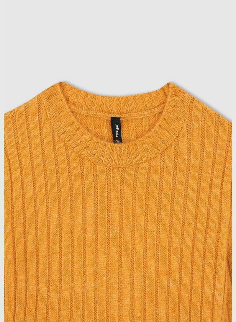 ديفاكتو Woman Fitted Crew Neck Long Sleeve Tricot Pullover
