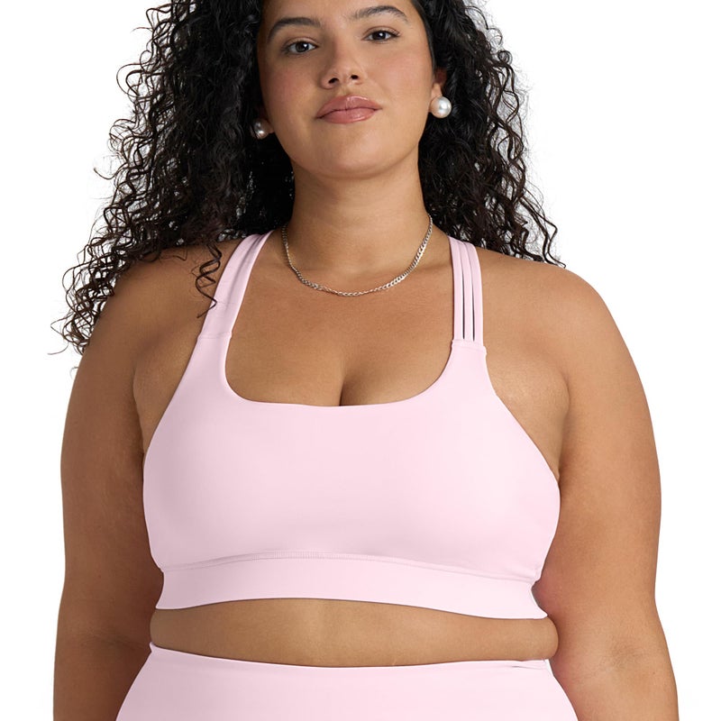 POPSUGAR Sports Bra for Women, Criss-Cross Back Padded Strappy Yoga Bra Workout Tops with Medium Support and Removable Cups Blossom, Medium - Image 2