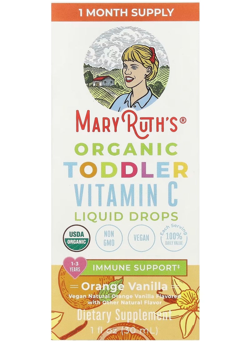 MaryRuth's Organic Toddler Vitamin C, Liquid Drops, Orange + Vanilla (30 ml) - Image 1