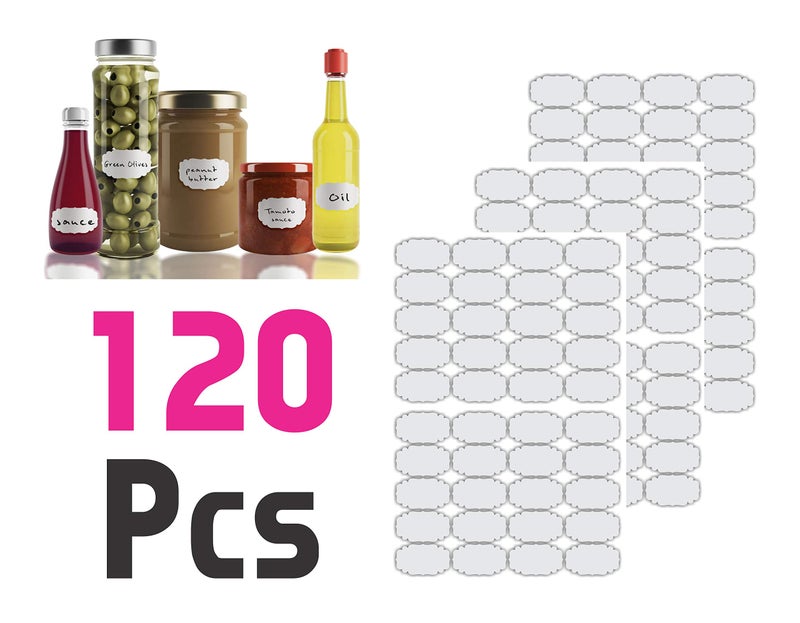 iberry's Waterproof Reusable Vinyl Label Stickers 120 Pieces for Mason Jars Glass Bottle, Decals Craft, Kitchen Jar (Paper, 7 cm x 4 cm, White, 120 Piece) - Image 5