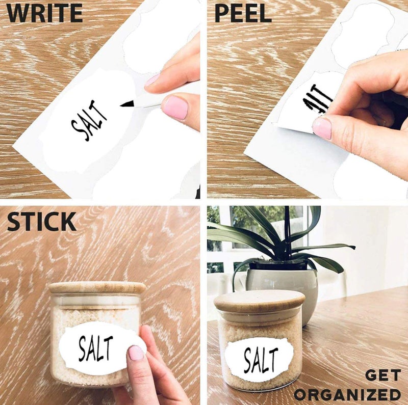 iberry's Waterproof Reusable Vinyl Label Stickers 120 Pieces for Mason Jars Glass Bottle, Decals Craft, Kitchen Jar (Paper, 7 cm x 4 cm, White, 120 Piece) - Image 2