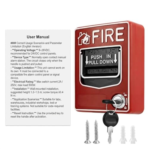 QWORK Dual Action Fire Alarm Call Point 928VDC 2Pack Wired Manual Pull Station with Key Reset for Labs Warehouses Workshops - Image 3